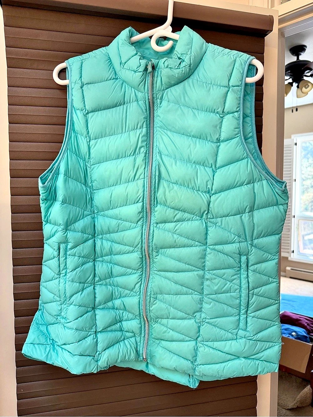 Lands' End Quilted Puffer Vest in Blue-Green XXL